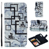 For Samsung A7 2018 3D Coloured Painted Leather Protective Phone Case with Button & Card Position & Lanyard purple flower