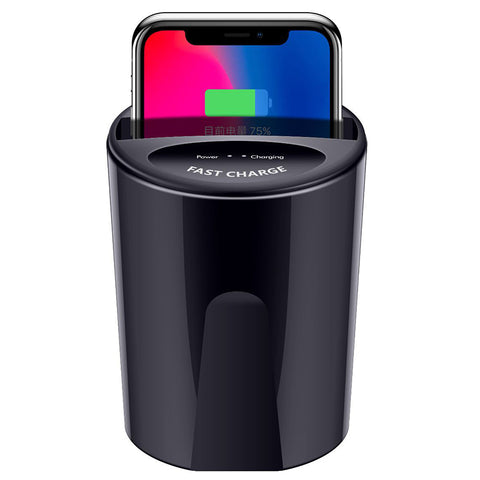 Fast Wireless Car Charger Cup for Samsung S9 S8 Note10 9 Qi Wireless Charging Car Cup for Phone 10W Universal black