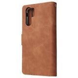 For HUAWEI P30 HUAWEI P30 lite HUAWEI P30 pro Multi-card Bracket Coin Wallet Zipper Mobile Phone PU Leather Phone Case  4 brown