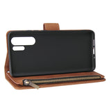 For HUAWEI P30 HUAWEI P30 lite HUAWEI P30 pro Multi-card Bracket Coin Wallet Zipper Mobile Phone PU Leather Phone Case  4 brown
