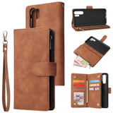 For HUAWEI P30 HUAWEI P30 lite HUAWEI P30 pro Multi-card Bracket Coin Wallet Zipper Mobile Phone PU Leather Phone Case  4 brown