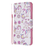 For Samsung A10S/A20S Smartphone Case PU Leather Phone Shell Lovely Cartoon Pattern Card Slots Overall Protection Ice cream unicorn
