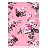 For iPad 5/6/7/8/9-iPad Pro9.7-iPad 9.7 Laptop Protective Case Color Painted Smart Stay PU Cover Pink flower