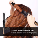 Curling Irons, O'Bella 5 in 1 Curling Wands, Metal Handle 0.5-1.25 Inch 5 Interchangeable Barrels, Hair Curler Set with Ceramic Tourmaline Coating, Dual Voltage, 5 Temp Setting for Any Hairstyle