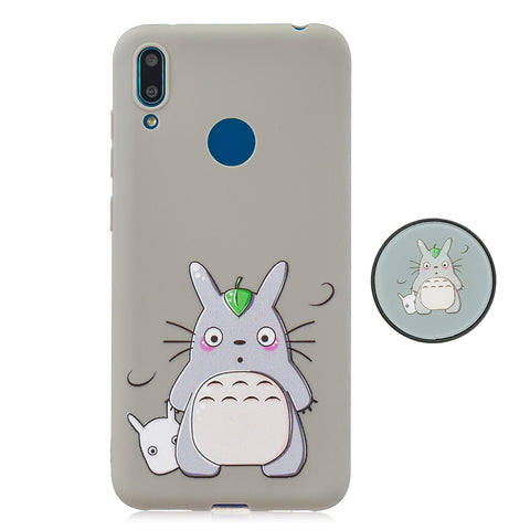 For HUAWEI Y7 2019 Flexible Stand Holder Case Soft TPU Full Cover Case Phone Cover Cute Phone Case 4