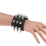 Gothic Delicate Cuspidal Spikes Rivet Leather Bracelets Punk Bracelet for Women Men  white