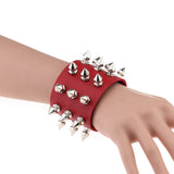 Gothic Delicate Cuspidal Spikes Rivet Leather Bracelets Punk Bracelet for Women Men  white