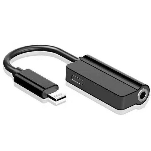 For iPhone 8/8 Plus AUX Adapter and Charge Cable (Headphone Adapter+Charger) black