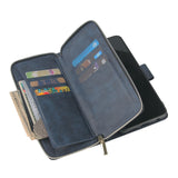 For Samsung A10/A20/A30/A50/A30S/A50S Pu Leather  Mobile Phone Cover Zipper Card Bag + Wrist Strap blue