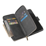 For Samsung A10/A20/A30/A50/A30S/A50S Pu Leather  Mobile Phone Cover Zipper Card Bag + Wrist Strap black