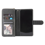 For Samsung A10/A20/A30/A50/A30S/A50S Pu Leather  Mobile Phone Cover Zipper Card Bag + Wrist Strap black