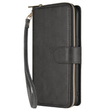 For Samsung A10/A20/A30/A50/A30S/A50S Pu Leather  Mobile Phone Cover Zipper Card Bag + Wrist Strap black