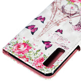 For Samsung A7 2018 3D Coloured Painted Leather Protective Phone Case with Button & Card Position & Lanyard Bicycle tower