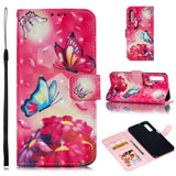 For Samsung A7 2018 3D Coloured Painted Leather Protective Phone Case with Button & Card Position & Lanyard Bicycle tower