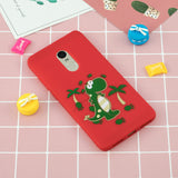 For Redmi note 4X/NOTE 4 Cartoon Lovely Coloured Painted Soft TPU Back Cover Non-slip Shockproof Full Protective Case with Lanyard red