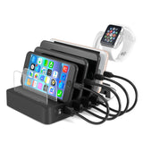 Universal USB Charging Station 6 Port Multi USB C Charger 45W USB PD Quick Charge for Smartphone Tab black_European regulations