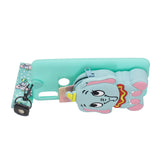 For HUAWEI Y6 2019 Y7 2019 Y9 2019 Cartoon Full Protective TPU Mobile Phone Cover with Mini Coin Purse+Cartoon Hanging Lanyard 2 light blue elephant