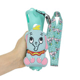 For HUAWEI Y6 2019 Y7 2019 Y9 2019 Cartoon Full Protective TPU Mobile Phone Cover with Mini Coin Purse+Cartoon Hanging Lanyard 2 light blue elephant