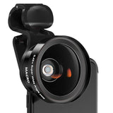 Large Aperture HD Phone Lens 52Uv 0.45X Wide Angle & 15X Macro Lens 2 in 1 Clip-On Cell Phone Camera Lens for iPhone, Samsung Rose gold