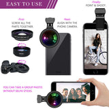 Large Aperture HD Phone Lens 52Uv 0.45X Wide Angle & 15X Macro Lens 2 in 1 Clip-On Cell Phone Camera Lens for iPhone, Samsung black