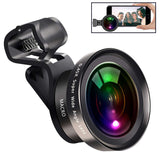 Large Aperture HD Phone Lens 52Uv 0.45X Wide Angle & 15X Macro Lens 2 in 1 Clip-On Cell Phone Camera Lens for iPhone, Samsung Rose gold
