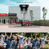 Large Aperture HD Phone Lens 52Uv 0.45X Wide Angle & 15X Macro Lens 2 in 1 Clip-On Cell Phone Camera Lens for iPhone, Samsung black