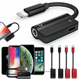 For iPhone 8/8 Plus AUX Adapter and Charge Cable (Headphone Adapter+Charger) red