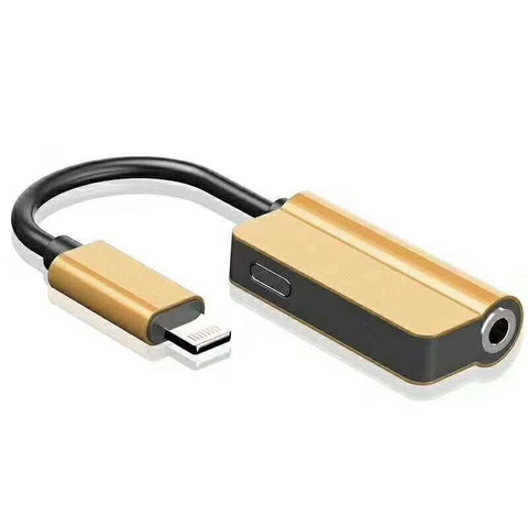 For iPhone 8/8 Plus AUX Adapter and Charge Cable (Headphone Adapter+Charger) Gold