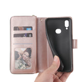 For Samsung A10/A20/A30/A50/A30S/A50S Pu Leather  Mobile Phone Cover Zipper Card Bag + Wrist Strap Rose gold
