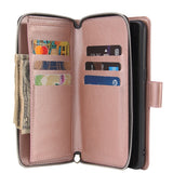 For Samsung A10/A20/A30/A50/A30S/A50S Pu Leather  Mobile Phone Cover Zipper Card Bag + Wrist Strap Rose gold