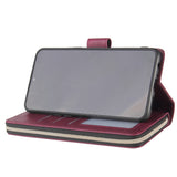 For Samsung A10/A20/A30/A50/A30S/A50S Pu Leather  Mobile Phone Cover Zipper Card Bag + Wrist Strap Red wine