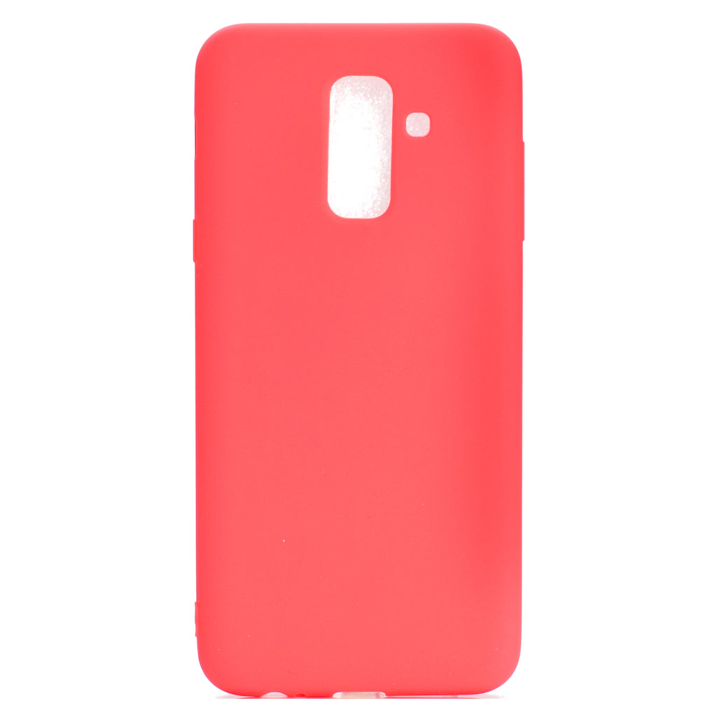for Samsung A6 plus 2018 Lovely Candy Color Matte TPU Anti-scratch Non-slip Protective Cover Back Case red