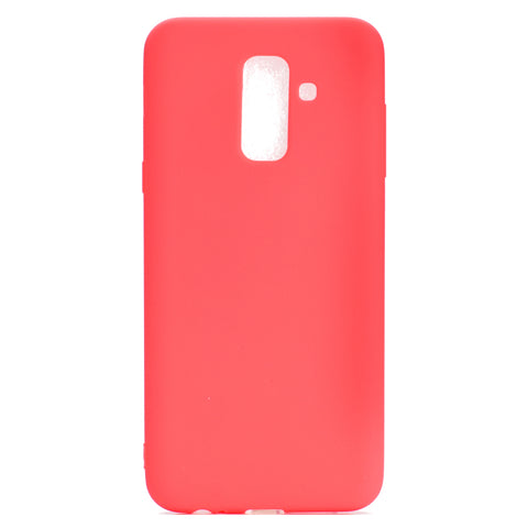 for Samsung A6 plus 2018 Lovely Candy Color Matte TPU Anti-scratch Non-slip Protective Cover Back Case red