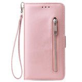 For Huawei Enjoy 9-Y7 2019-Y7 PRIME 2019 with fingerprint hole - Y7 PRO 2019 Solid Color PU Leather Zipper Wallet Double Buckle Protective Case with Stand & Lanyard purple