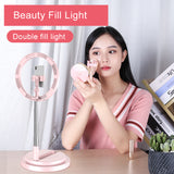 Selfie Ring Light LED Dimmable Video Studio Photography Lighting for Vlog Live Photo with Tripod Y2 fill light black