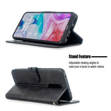 For Redmi Note 8T/Redmi 8/Redmi 8A Case Soft Leather Cover with Denim Texture Precise Cutouts Wallet Design Buckle Closure Smartphone Shell  black