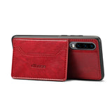 For Samsung A50 Retro PU Leather Wallet Card Holder Stand Non-slip Shockproof Cell Phone Case red