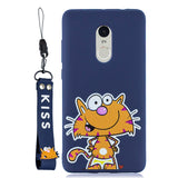 For Redmi note 4X/NOTE 4 Cartoon Lovely Coloured Painted Soft TPU Back Cover Non-slip Shockproof Full Protective Case with Lanyard sapphire