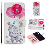 For Samsung A7 2018 3D Coloured Painted Leather Protective Phone Case with Button & Card Position & Lanyard Blue wind chime