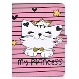 For iPad Pro 11 Laptop Protective Case Smart Stay Color Painted PU Cover with Front Snap Crown cat