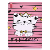 For iPad Pro 11 Laptop Protective Case Smart Stay Color Painted PU Cover with Front Snap Crown cat