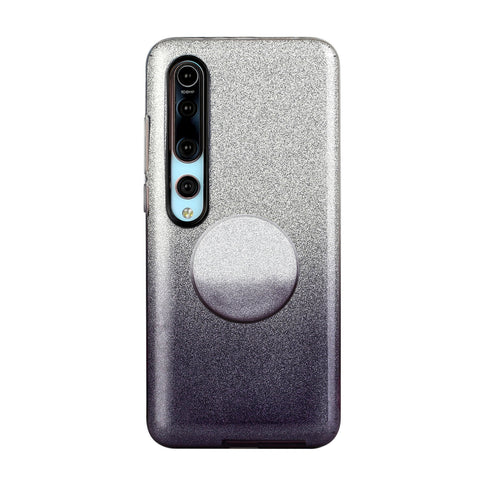 For XIAOMI CC9E/A3/10/10 PRO/K20/K20 pro Phone Case Gradient Color Glitter Powder Phone Cover with Airbag Bracket black