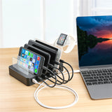 Universal USB Charging Station 6 Port Multi USB C Charger 45W USB PD Quick Charge for Smartphone Tab black_AU regulations