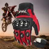 Outdoor Sports Cycling Stainless Steel Protective All-finger Motorcycle Touch Screen Gloves red_XL