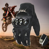 Outdoor Sports Cycling Stainless Steel Protective All-finger Motorcycle Touch Screen Gloves red_XXL