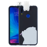 For Redmi NOTE 7 3D Cute Coloured Painted Animal TPU Anti-scratch Non-slip Protective Cover Back Case Rose red