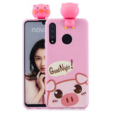 For HUAWEI P30 lite 3D Cute Coloured Painted Animal TPU Anti-scratch Non-slip Protective Cover Back Case yellow