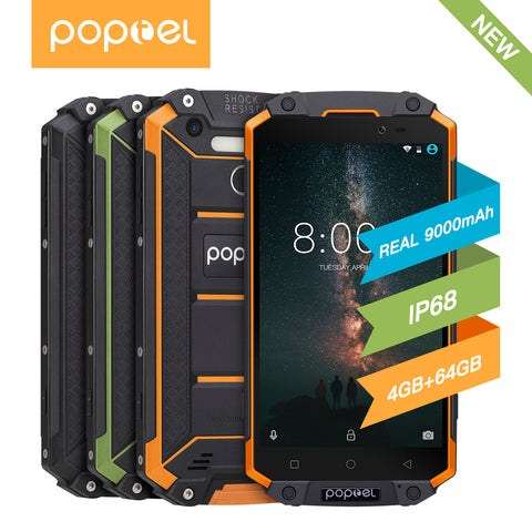 POPTEL P9000 MAX Smart Phone -  5.5 Inch, Dustproof, Shockproof, Waterproof - Orange