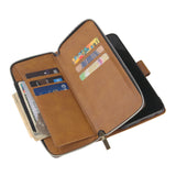 For Samsung A10/A20/A30/A50/A30S/A50S Pu Leather  Mobile Phone Cover Zipper Card Bag + Wrist Strap brown