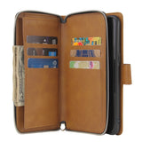 For Samsung A10/A20/A30/A50/A30S/A50S Pu Leather  Mobile Phone Cover Zipper Card Bag + Wrist Strap brown